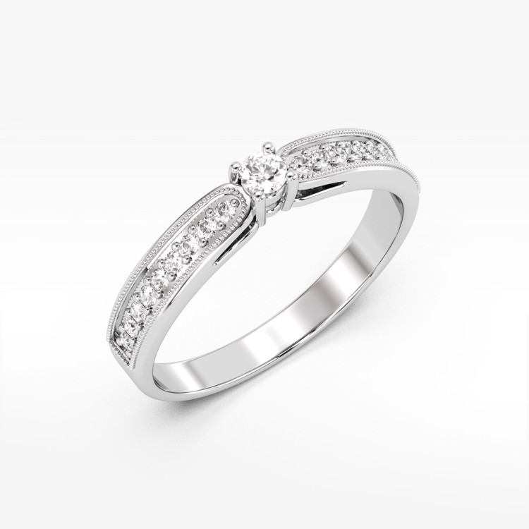 Pierścionek z białego złota z diamentami  - próba 585 0,17CT PV-299B