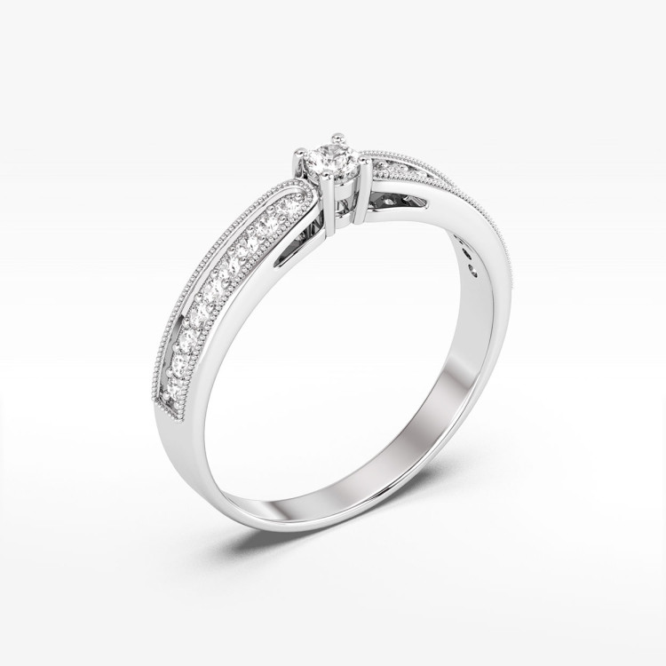 Pierścionek z białego złota z diamentami  - próba 585 0,17CT PV-299B