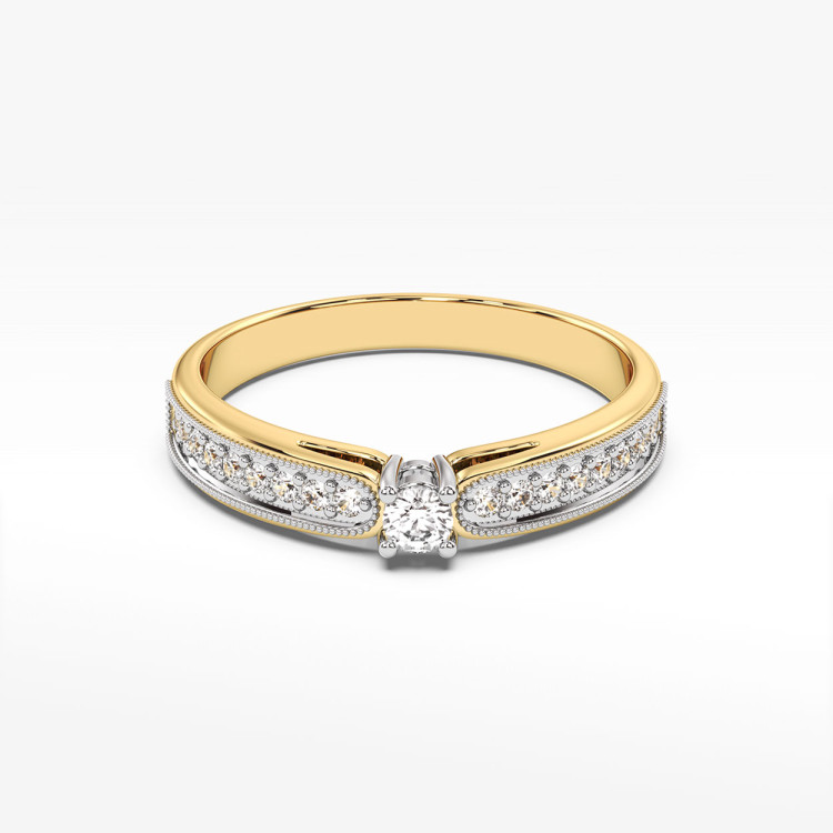 Pierścionek z żółtego złota z diamentami  - próba 585 0,17CT PV-299A