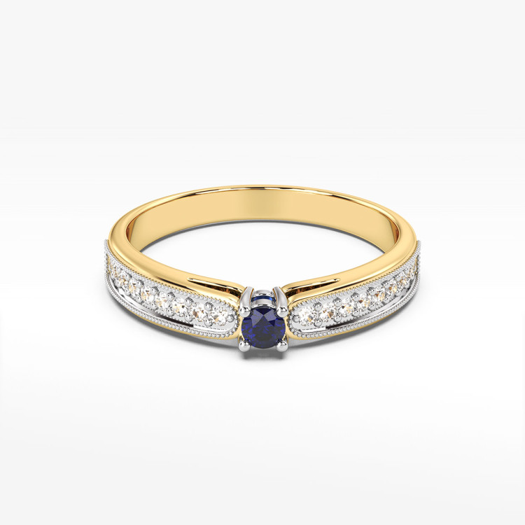 Pierścionek z żółtego złota z szafirem - próba 585 0,24CT PV-299 AS