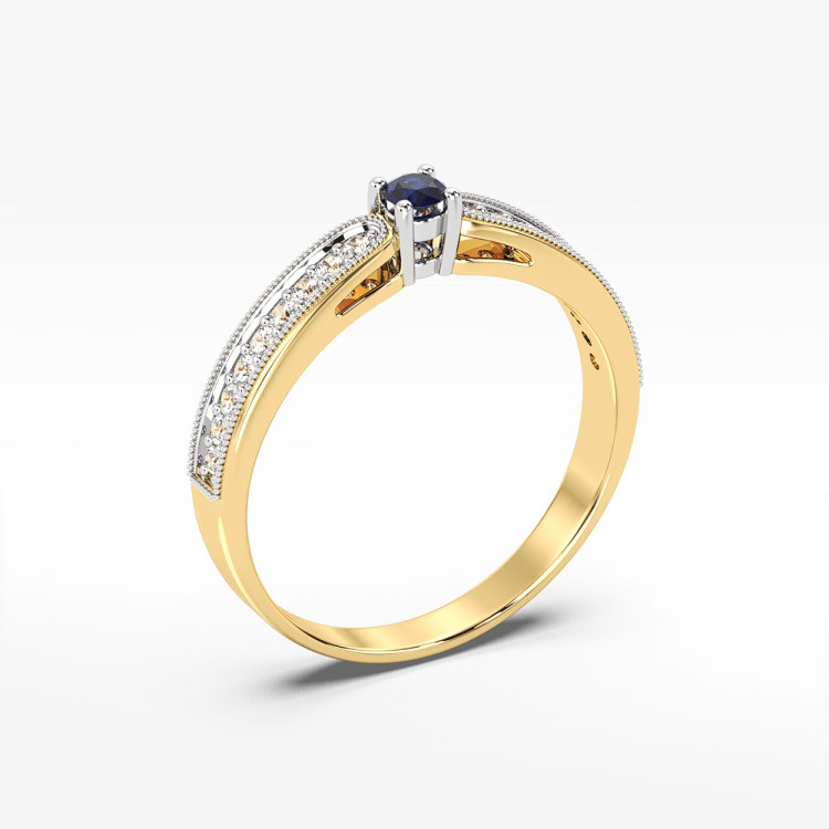 Pierścionek z żółtego złota z szafirem - próba 585 0,24CT PV-299 AS