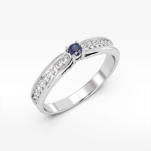 Pierścionek z białego złota z szafirem - próba 585 0,24CT PV-299BS