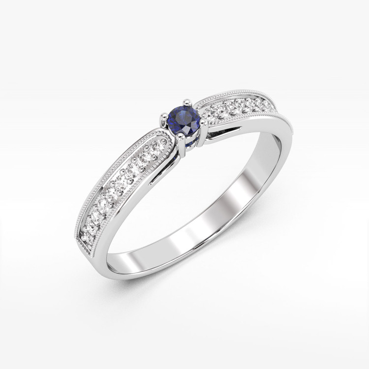 Pierścionek z białego złota z szafirem - próba 585 0,24CT PV-299BS