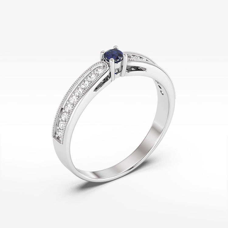 Pierścionek z białego złota z szafirem - próba 585 0,24CT PV-299BS