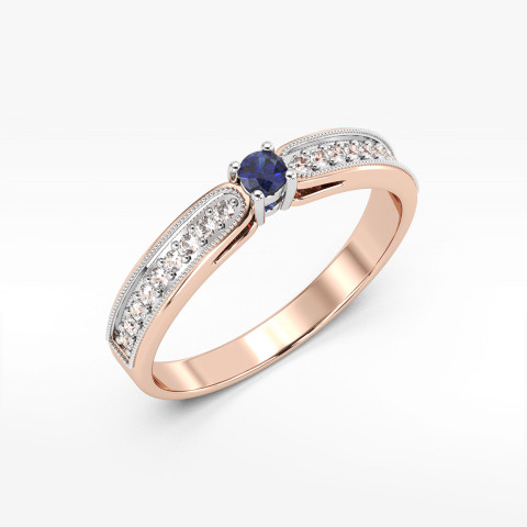 Pierścionek z różowego złota z szafirem - próba 585 0,24CT PV-299CS