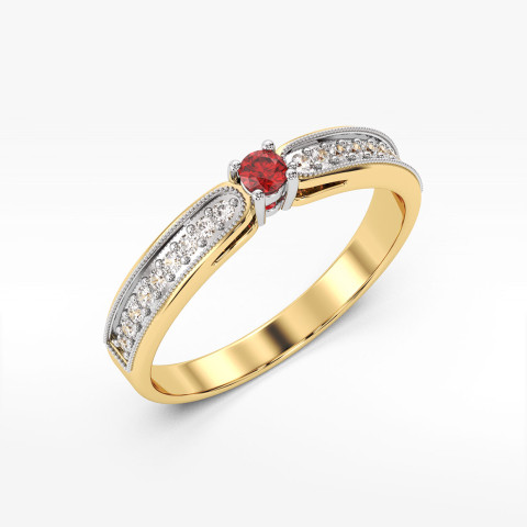 Pierścionek z żółtego złota z rubinem - próba 585 0,24CT PV-299AR