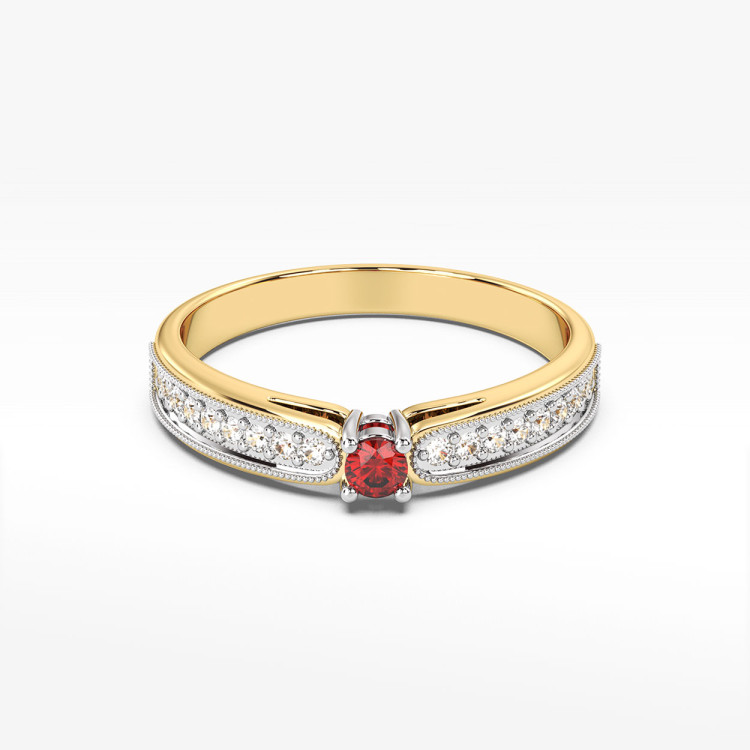 Pierścionek z żółtego złota z rubinem - próba 585 0,24CT PV-299AR