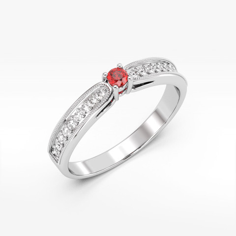 Pierścionek z białego złota z rubinem - próba 585 0,24CT PV-299BR