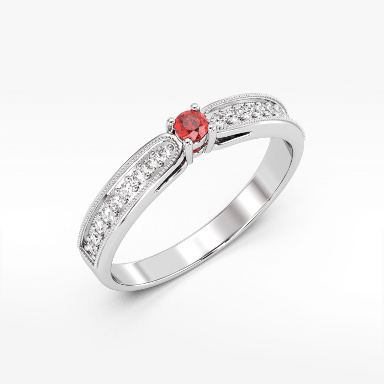 Pierścionek z białego złota z rubinem - próba 585 0,24CT PV-299BR