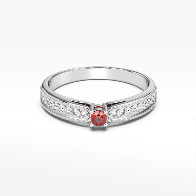 Pierścionek z białego złota z rubinem - próba 585 0,24CT PV-299BR