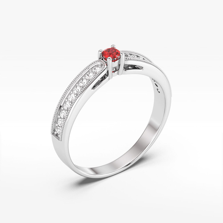 Pierścionek z białego złota z rubinem - próba 585 0,24CT PV-299BR