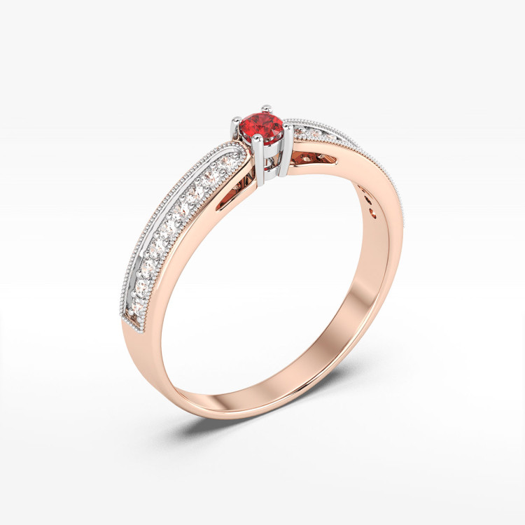 Pierścionek z różowego złota z rubinem - próba 585 0,24CT PV-299CR