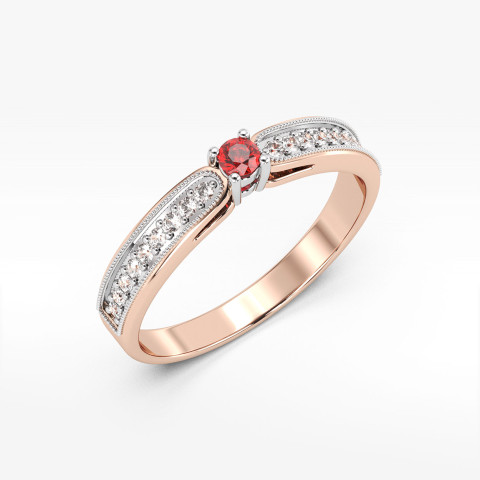 Pierścionek z różowego złota z rubinem - próba 585 0,24CT PV-299CR