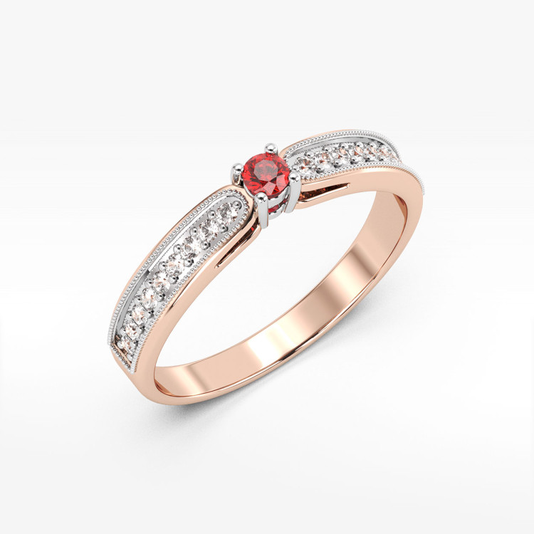 Pierścionek z różowego złota z rubinem - próba 585 0,24CT PV-299CR