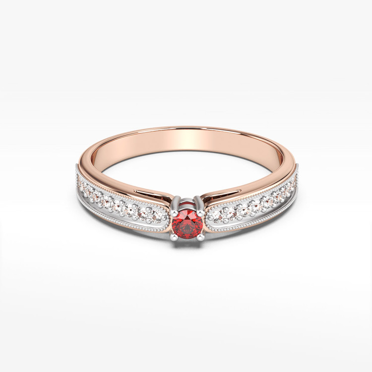 Pierścionek z różowego złota z rubinem - próba 585 0,24CT PV-299CR