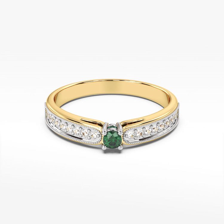 Pierścionek z żółtego złota ze szmaragdem - próba 585 0,24CT PV-299ASZ