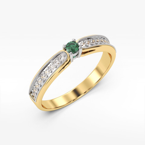Pierścionek z żółtego złota ze szmaragdem - próba 585 0,24CT PV-299ASZ