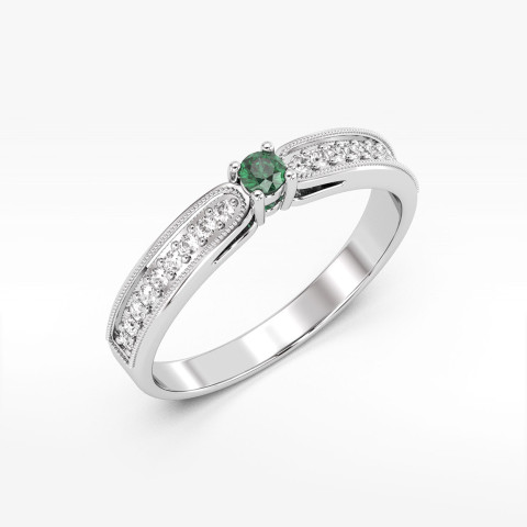 Pierścionek z białego złota ze szmaragdem - próba 585 0,24CT PV-299BSZ