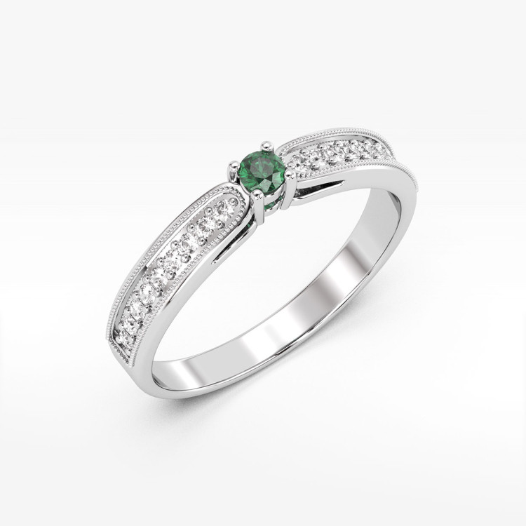 Pierścionek z białego złota ze szmaragdem - próba 585 0,24CT PV-299BSZ