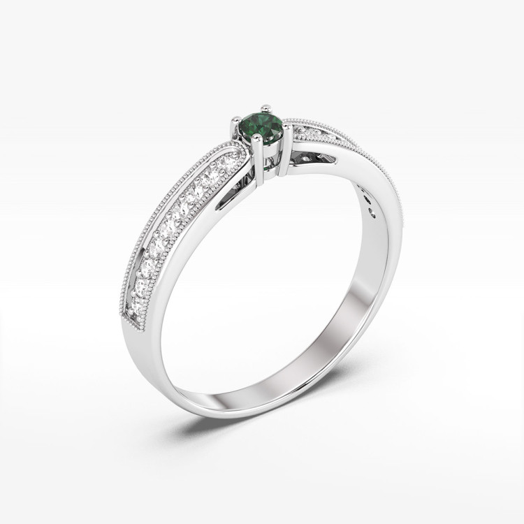 Pierścionek z białego złota ze szmaragdem - próba 585 0,24CT PV-299BSZ