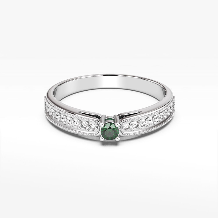 Pierścionek z białego złota ze szmaragdem - próba 585 0,24CT PV-299BSZ
