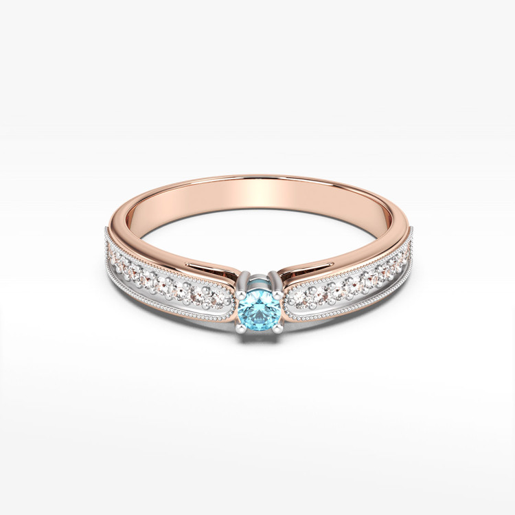 Pierścionek z różowego złota z topazem Swiss - próba 585 0,24CT PV-299CT