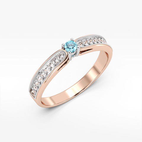 Pierścionek z różowego złota z topazem Swiss - próba 585 0,24CT PV-299CT