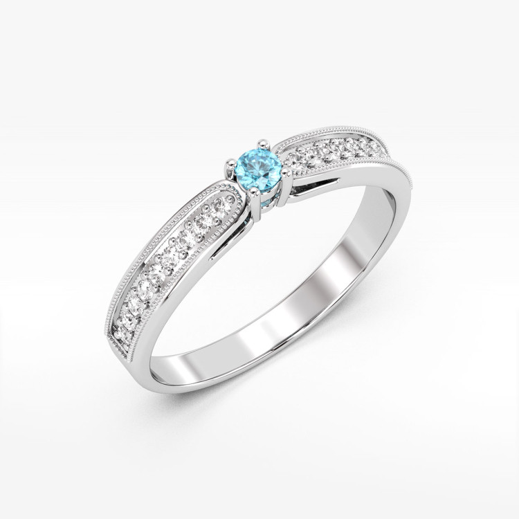 Pierścionek z białego złota z topazem Swiss - próba 585 0,24CT PV-299BT