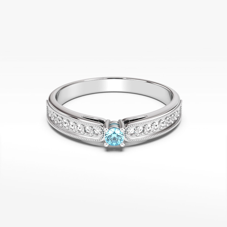 Pierścionek z białego złota z topazem Swiss - próba 585 0,24CT PV-299BT