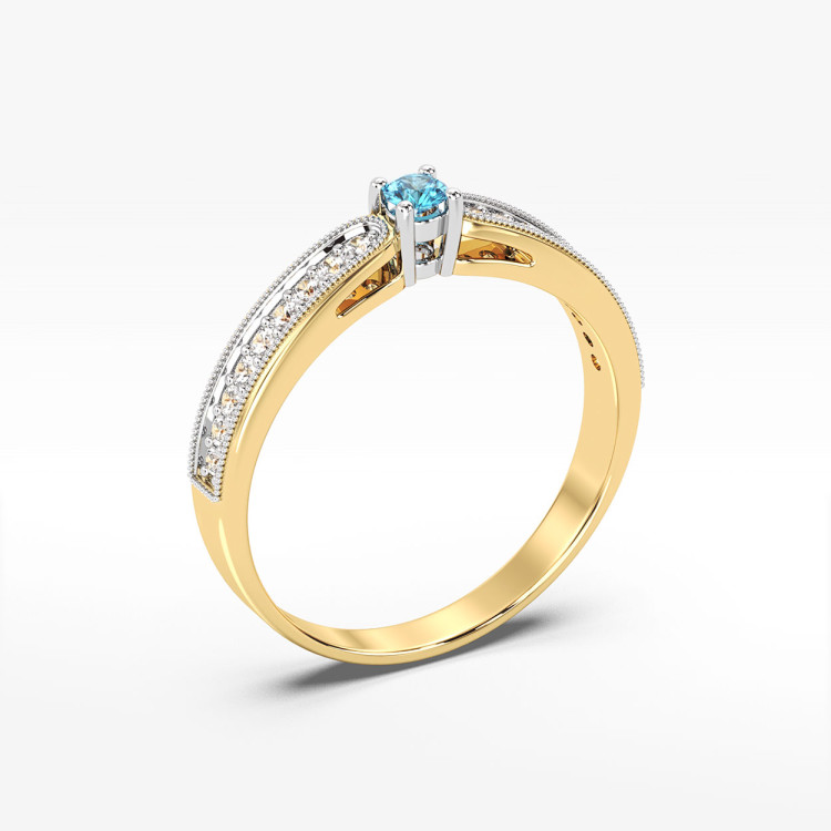 Pierścionek z żółtego złota z topazem Swiss - próba 585 0,24CT PV-299AT