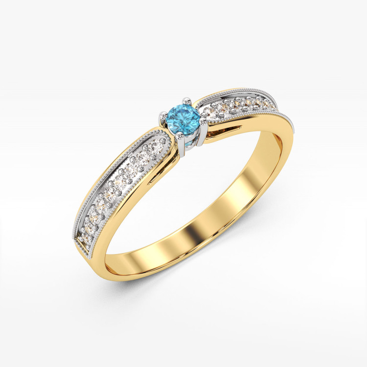 Pierścionek z żółtego złota z topazem Swiss - próba 585 0,24CT PV-299AT