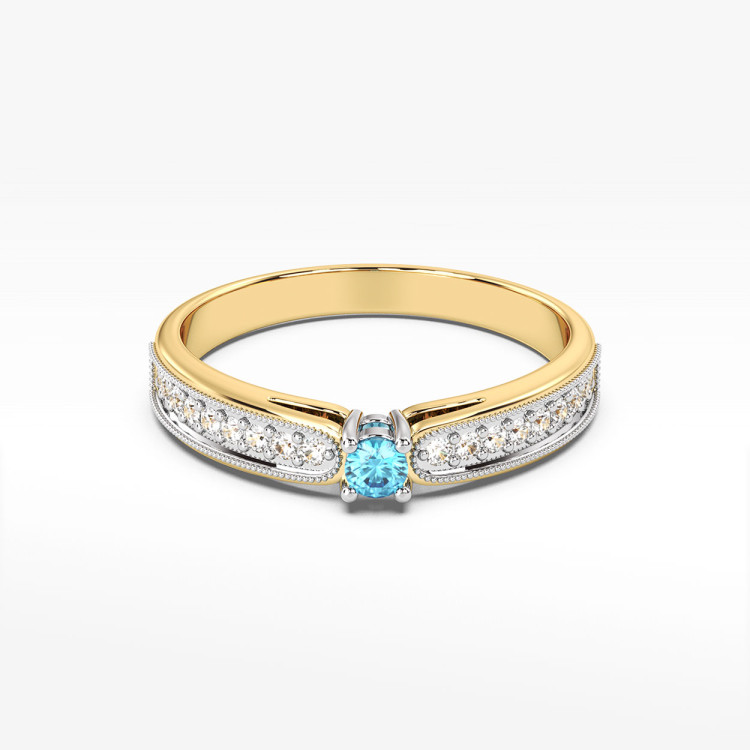 Pierścionek z żółtego złota z topazem Swiss - próba 585 0,24CT PV-299AT