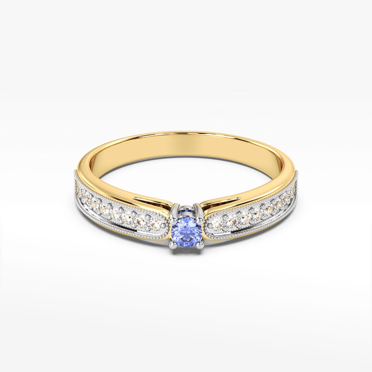 Pierścionek z żółtego złota z tanzanitem - próba 585 0,24CT PV-299ATAN