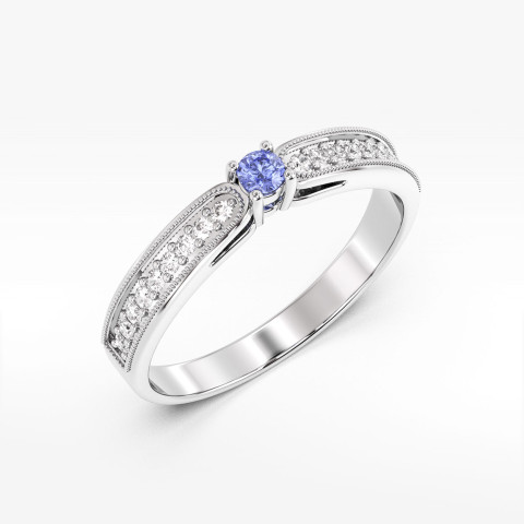 Pierścionek z białego złota z tanzanitem - próba 585 0,24CT PV-299BTAN