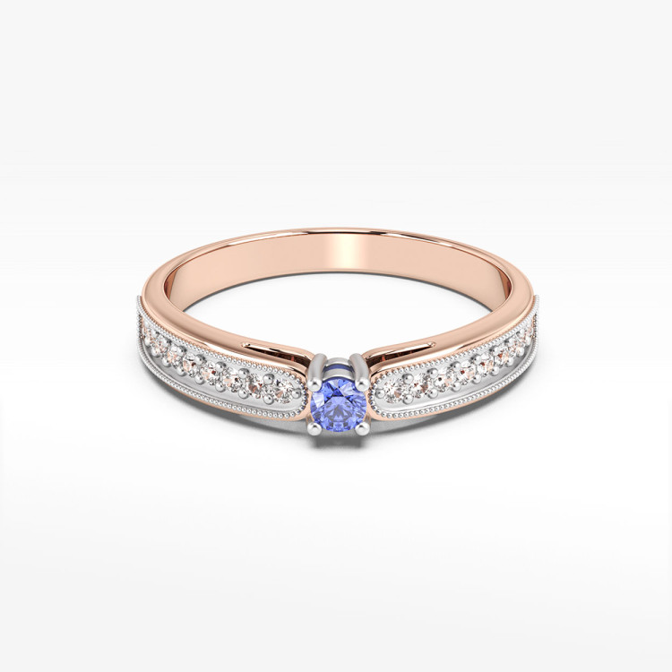 Pierścionek z różowego złota z tanzanitem - próba 585 0,24CT PV-299CTAN