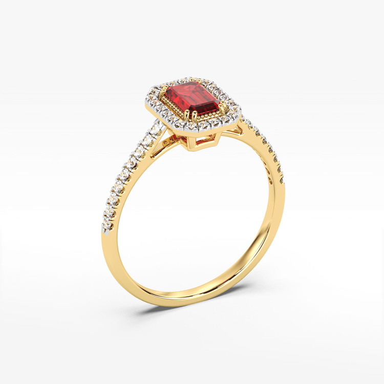 Pierścionek z żółtego złota z rubinem - próba 585 0,99CT PV-203AR