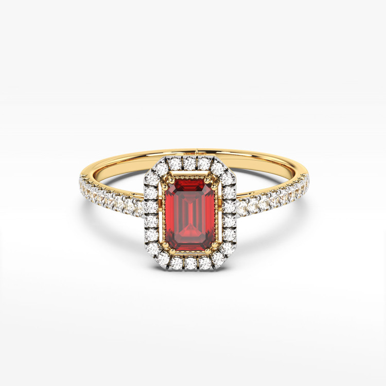 Pierścionek z żółtego złota z rubinem - próba 585 0,99CT PV-203AR