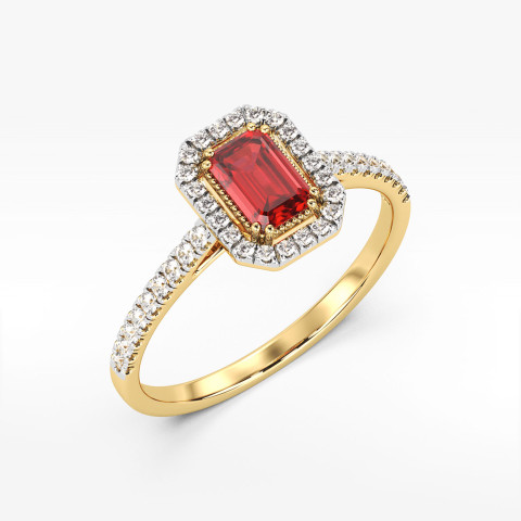 Pierścionek z żółtego złota z rubinem - próba 585 0,99CT PV-203AR