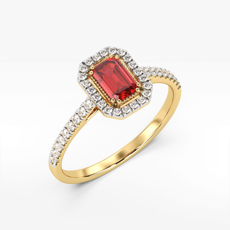 Pierścionek z żółtego złota z rubinem - próba 585 0,99CT PV-203AR