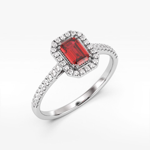 Pierścionek z białego złota z rubinem - próba 585 0,99CT PV-203BR