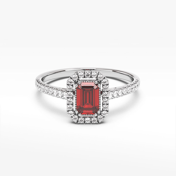 Pierścionek z białego złota z rubinem - próba 585 0,99CT PV-203BR