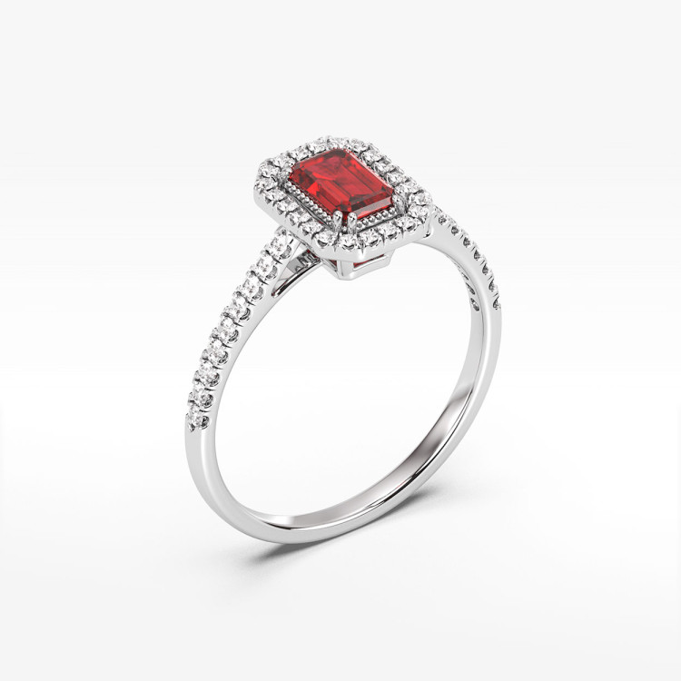 Pierścionek z białego złota z rubinem - próba 585 0,99CT PV-203BR