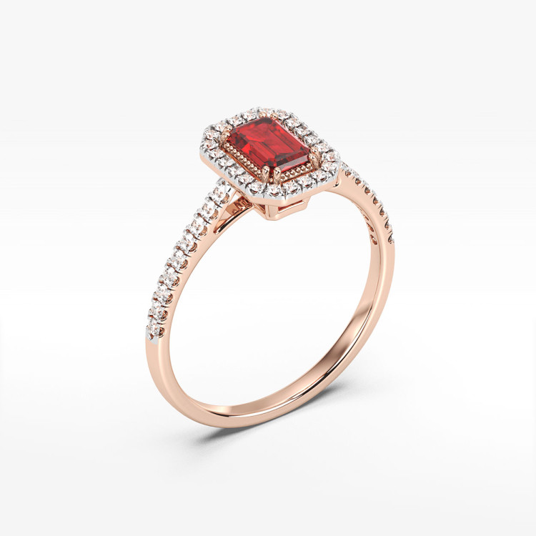 Pierścionek z różowego złota z rubinem - próba 585 0,99CT PV-203CR