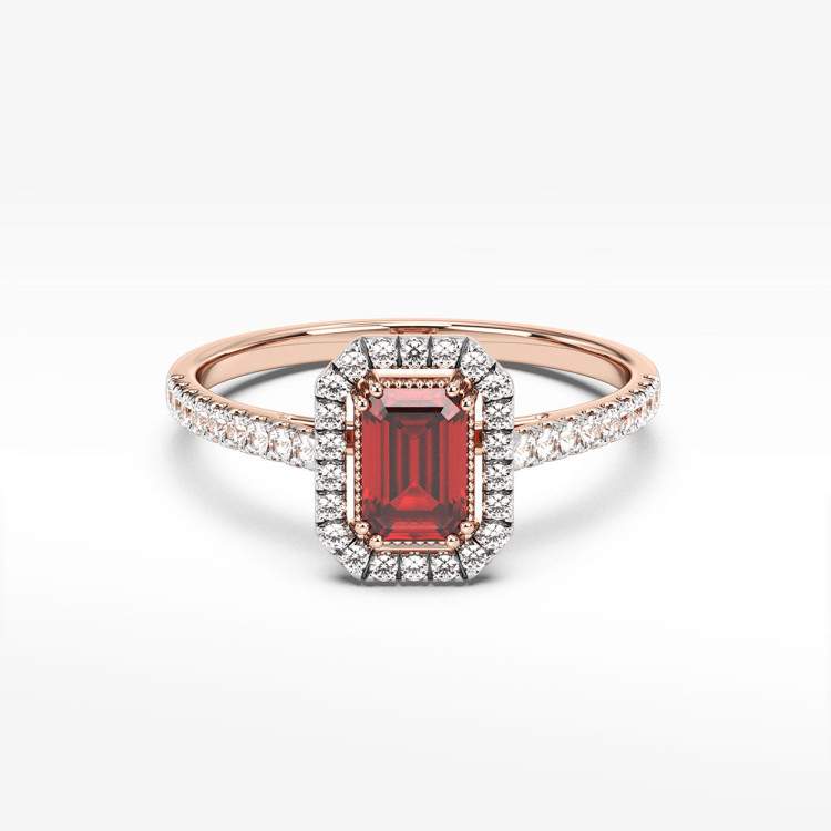 Pierścionek z różowego złota z rubinem - próba 585 0,99CT PV-203CR
