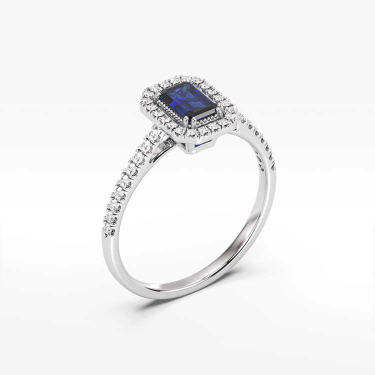 Pierścionek z białego złota z szafirem - próba 585 0,79CT PV-203BS