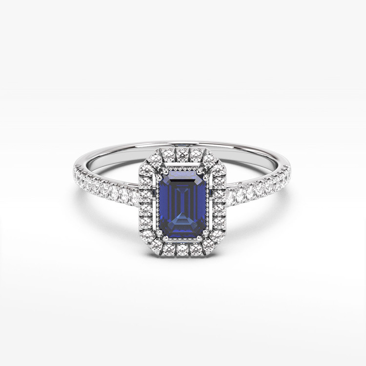 Pierścionek z białego złota z szafirem - próba 585 0,79CT PV-203BS