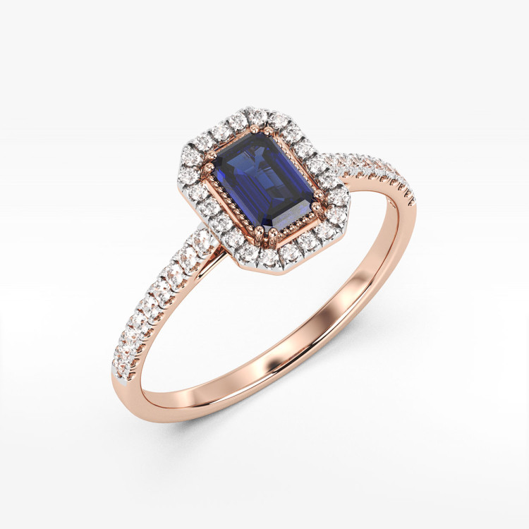 Pierścionek z różowego złota z szafirem - próba 585 0,79CT PV-203CS