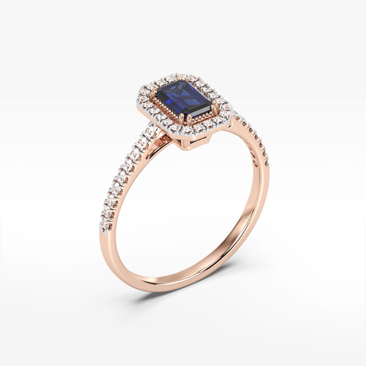 Pierścionek z różowego złota z szafirem - próba 585 0,79CT PV-203CS