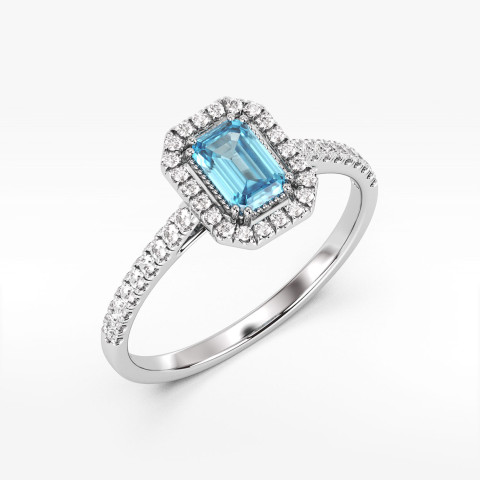 Pierścionek z białego złota z topazem Swiss - próba 585 0,84CT PV-203BT