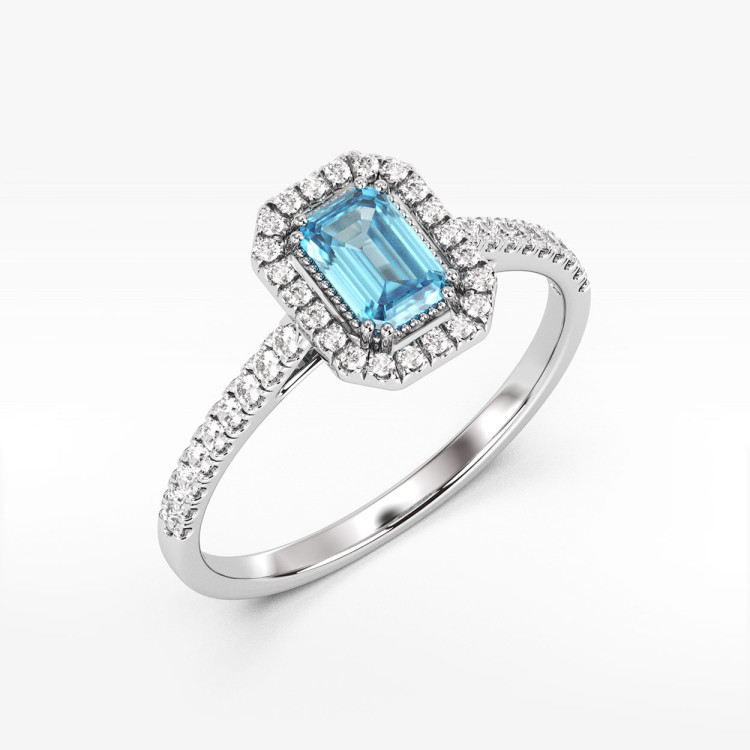 Pierścionek z białego złota z topazem Swiss - próba 585 0,84CT PV-203BT